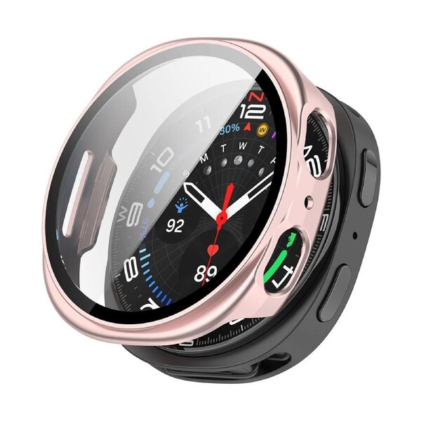 ZUSLAB Samsung Galaxy Watch 8 40mm Hard PC Case with Tempered Glass Screen Protector, Full Coverage Shockproof Protective Cover Gold