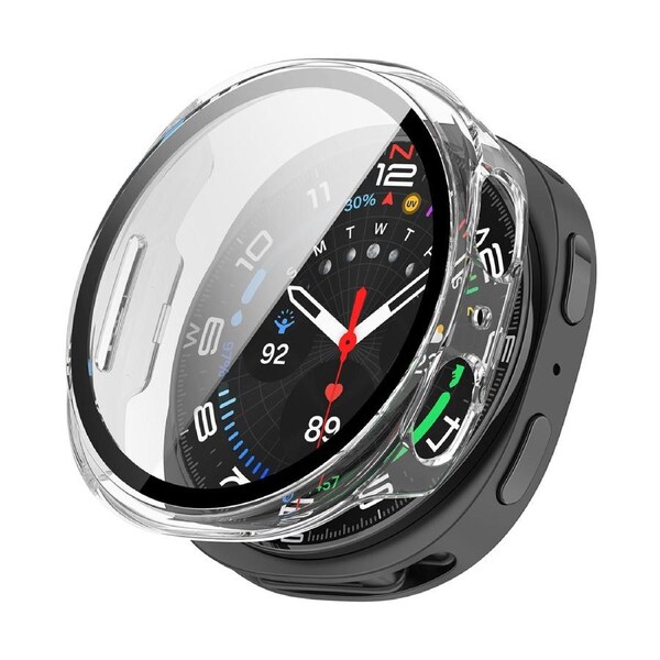ZUSLAB Samsung Galaxy Watch 8 44mm Hard PC Case with Tempered Glass Screen Protector, Full Coverage Shockproof Protective Cover Clear