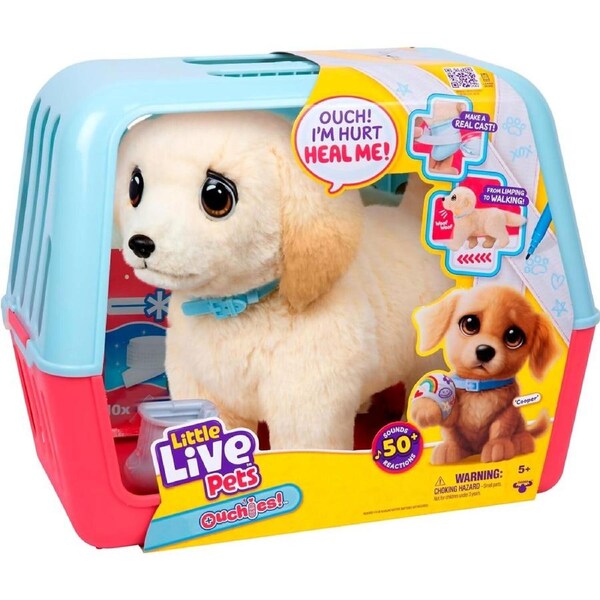 Little Live Pets - Ouchies Deluxe Cooper Walking Puppy 50+ Sounds & Reactions Interactive Plush