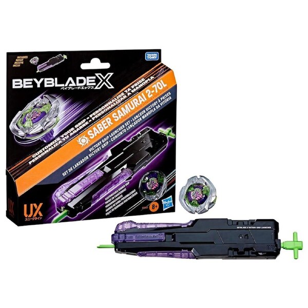 Beyblade X Saber Samurai 2-70L Victory Grip Launcher Set