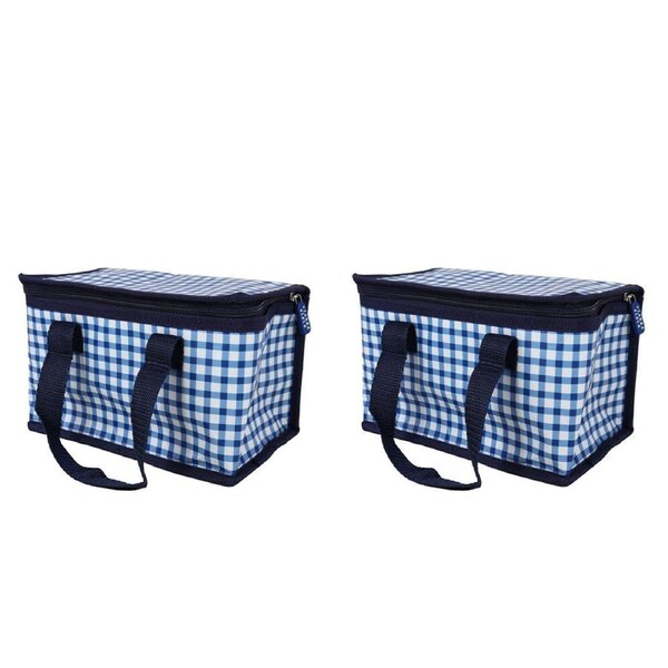 2PK Wicked Sista Navy Gingham Recycled Tote Insulated Lunchbox 230x150x130mm