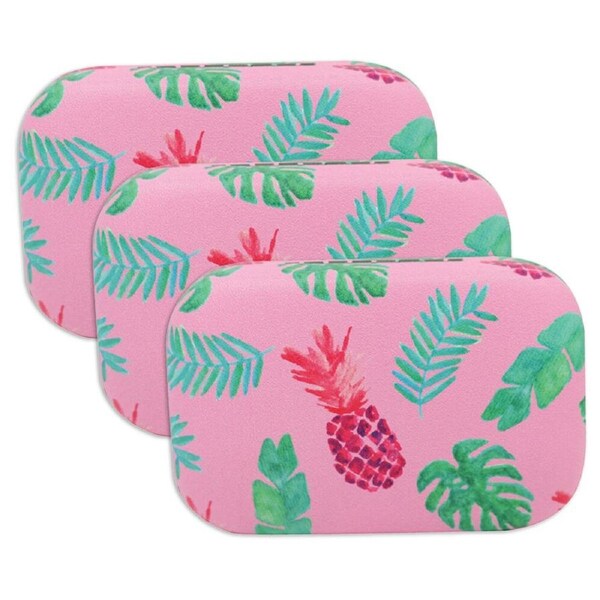 3PK Wicked Sista Pineapple Palm Jewellery Hard Cover Travel Case 8.5x2.5cm