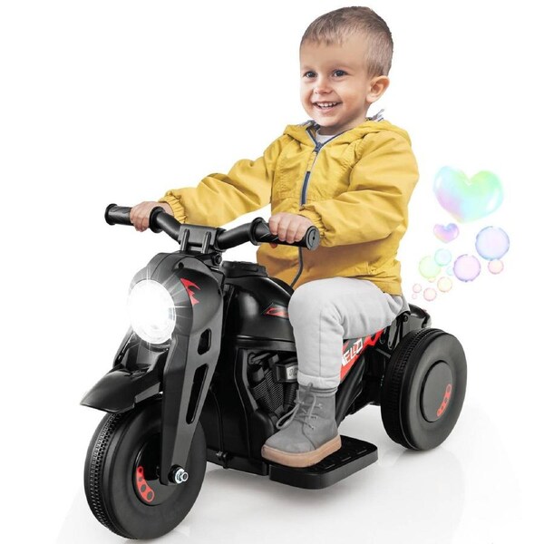Babyjoy 6V Electric Ride-On Bubble Car Battery Powered Toy Motorcycle w/Bubble Function Boys & Girls Gift Black