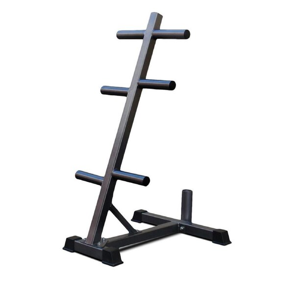 Bodyworx Olympic Weight Plate Tree Rack w/ Bar Holder Home Gym Storage 73x113cm