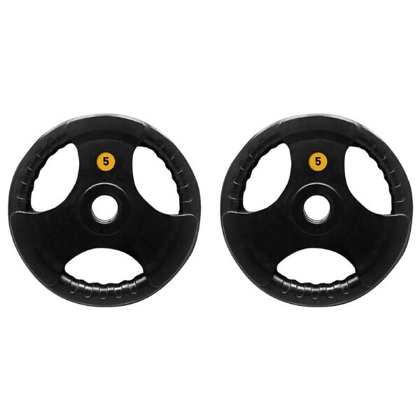 2PK Bodyworx Olympic Rubber Grip Plate Weight Lift Home Gym Exercise 5kg