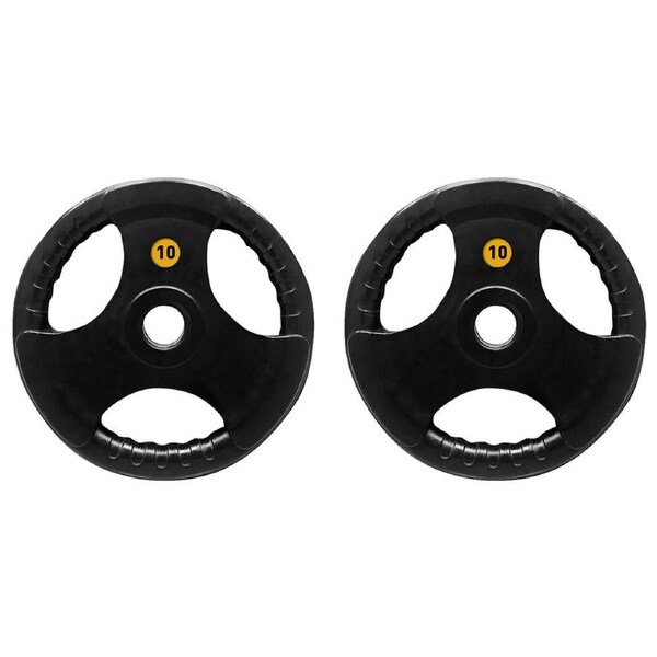 2PK Bodyworx Olympic Rubber Grip Plate Weight Lift Home Gym Exercise 10kg