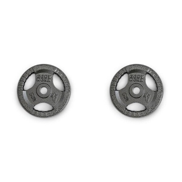2PK Bodyworx Olympic Ezy Grip Disc Weight Plate Home Gym Workout Exercise 5kg