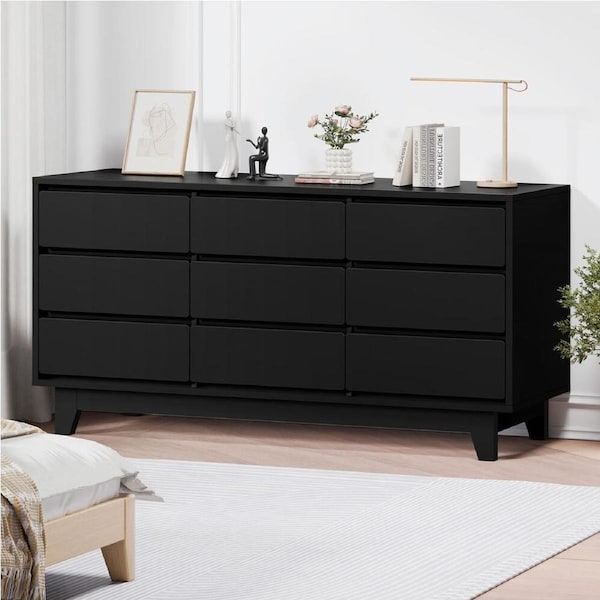 ALFORDSON 9 Chest of Drawers Minimalist Storage Cabinet Dresser Black
