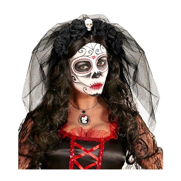 Black Roses Veil with Skull