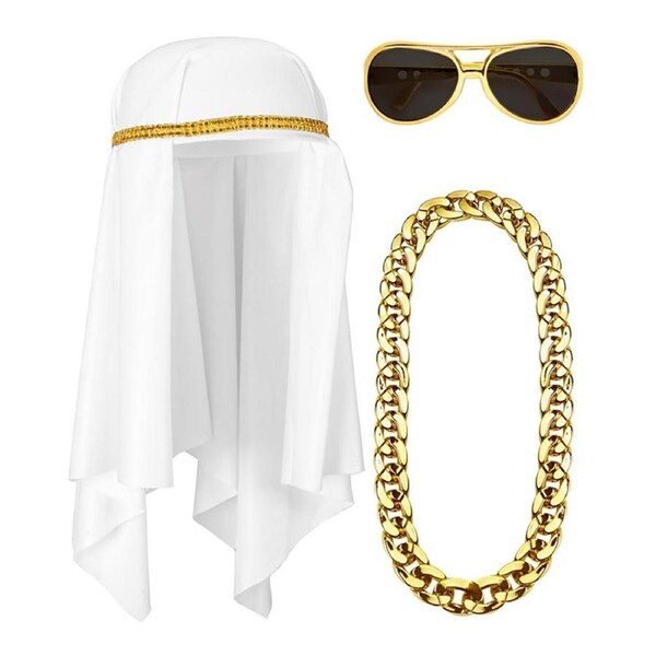 Arab Sheik Headdress Necklace and Glasses Set