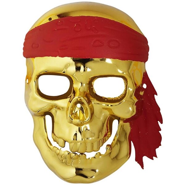 Gold Pirate Skull Half Mask
