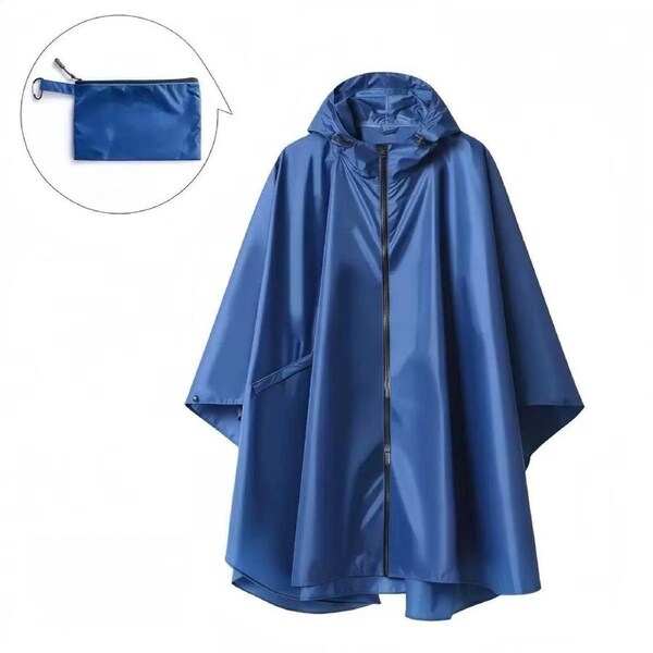 Unisex Rain Poncho Raincoat Hooded with Pockets&ZIpper ,Fashion,Beautiful, Durable, Lightweight,(Blue)