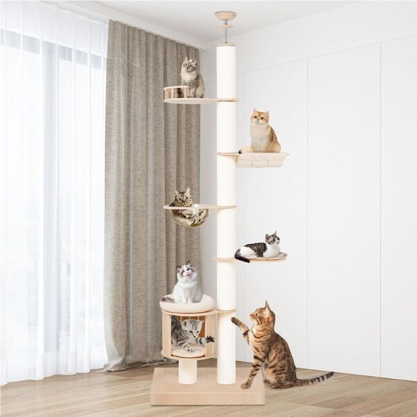 Advwin Cat Tree Cat Tower Floor to Ceiling Scratching Post 260-290cm