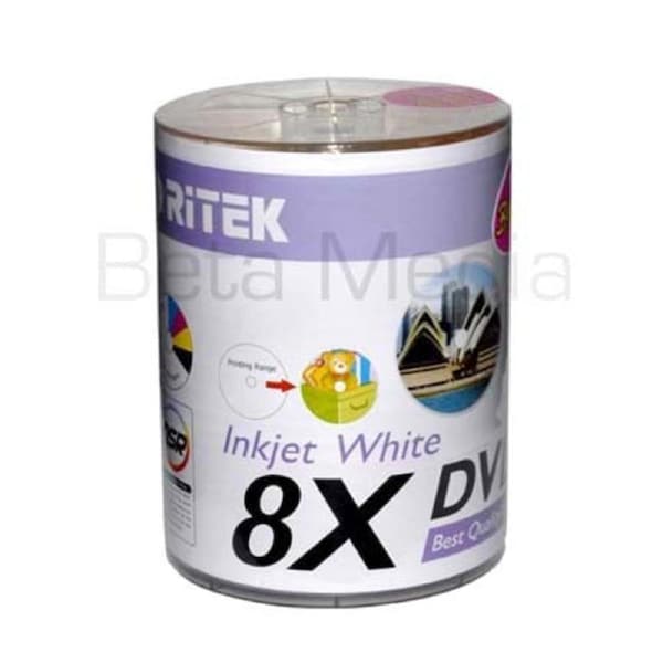 100 x Ritek Blank DVD-R media 8X 4.7GB Full Hub Printable DVD -R discs