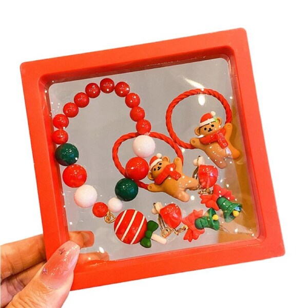 Nevenka 5 Pcs Christmas Beaded Bracelets Set Festive Xmas Jewelry Gift-3