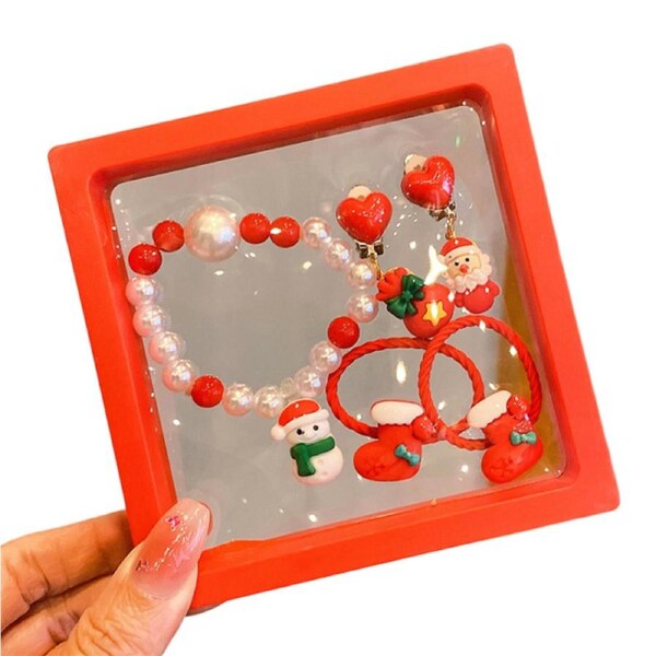 Nevenka 5 Pcs Christmas Beaded Bracelets Set Festive Xmas Jewelry Gift-5