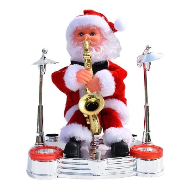 Nevenka Electric Santa Claus Decoration Music Plush Santa Toy-Saxophone