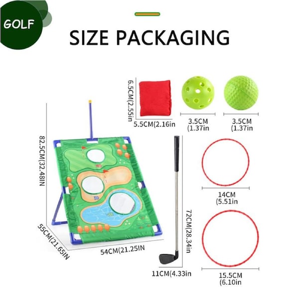 Nevenka 3in1 Golf Chipping Game Set Cornhole Ring Toss Game Kit