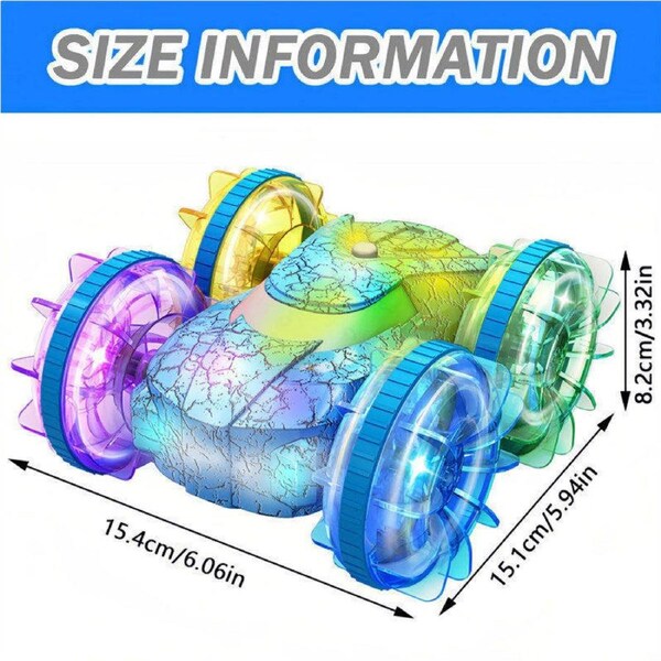 Nevenka Amphibious Remote Control Car Rotation 4WD Waterproof Gesture RC Car for Kids-CrackBlue