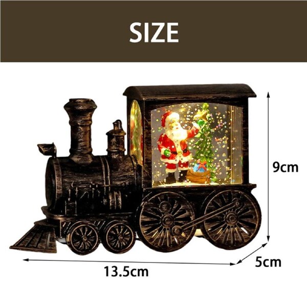 Nevenka Christmas Lighted Globe Lantern Led Santa Train Decoration for Evening Display-Gold