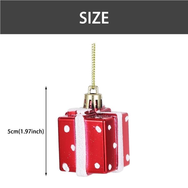 Nevenka 6pcs Mini Christmas Box Ornaments Adorable Hanging Decorations-Red