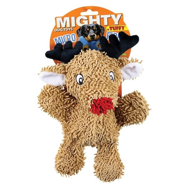 Reindeer Mighty Microfiber Tuffy Dog Toy Ball 26.7cm x 19cm x 10cm