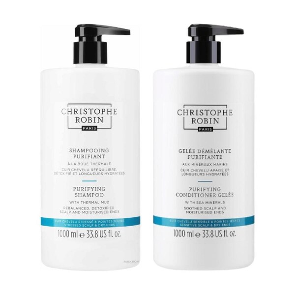 Christophe Robin Purifying Shampoo and Conditioner Gelee 1000mL Duo