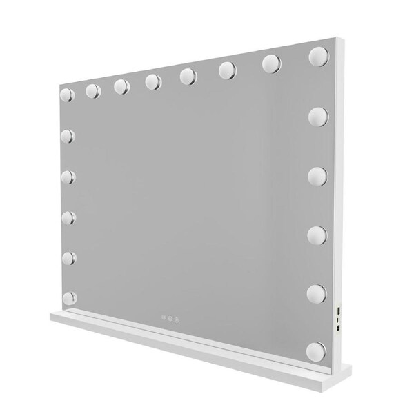 Lenoxx LED Beauty Mirror with 18 Bulbs, Colour Settings, USB A and USB C, White, 80 x 62cm