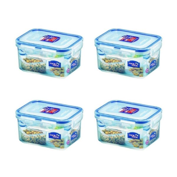 4x Lock & Classic Rectangular Short Container - 470ml