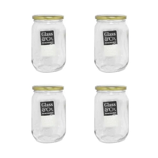 4x Glass Co Highquality Secure Versitle Reusable Cleo Round Large Jar 700ml