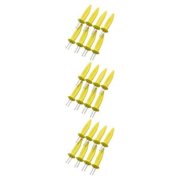 3x 8pc Cuisena Corn Holder Jumbo Set Corncob Handle Grilling Skewer Fork Yellow