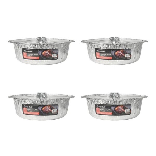 6x Top Chef Lightweight Disposable Oven-safe Aluminum Foil Pot w/ Lid - 39x12cm