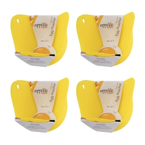 4x 2pc Appetito Silicone Egg Poachers Home/Kitchen Breakfast Cooker Assorted