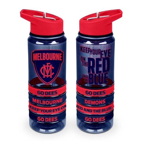 Melbourne Demons AFL Tritan Drink Water Bottle with Wrist Bands