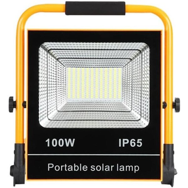 100W LED Rechargeable Floodlight - LED Solar Lamp with 4 Adjustable Lighting Modes