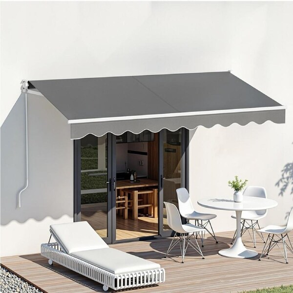 3M X 2M Instahut Folding Arm Awning Manual Retractable Sunshade Grey