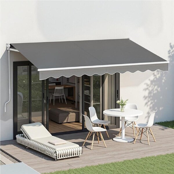 3.5M X 2.5M Instahut Folding Arm Awning Manual Retractable Sunshade Grey