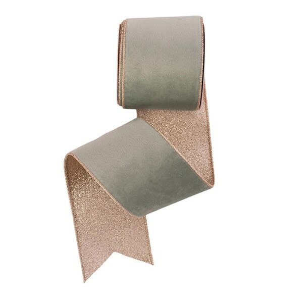 Mint & Champagne Velour Christmas Tree Ribbon 10m x 10cm