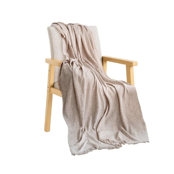 SOGA 130x190cm Earth Tone Blanket – Houndstooth Tassel Throw