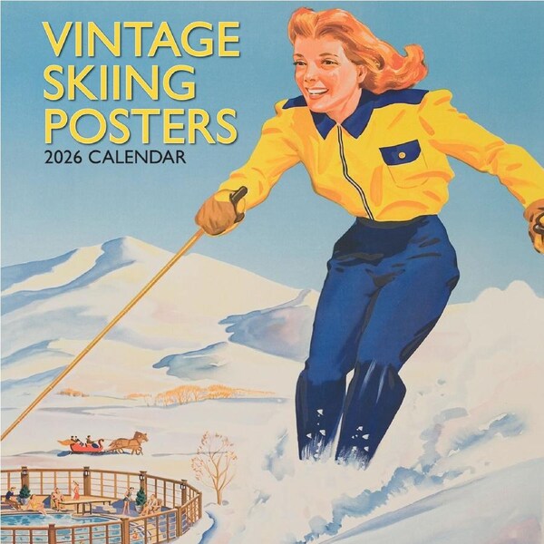2026 Calendar Vintage Skiing Posters Square Wall, The Gifted Stationery GSC26166