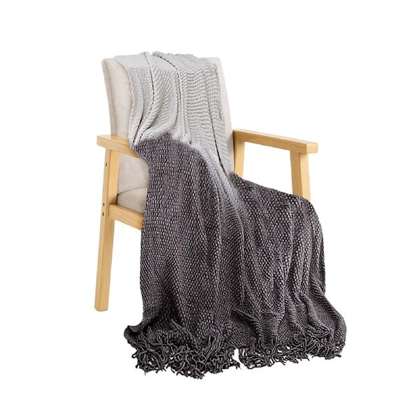 SOGA 127x170cm Star Grey Blanket – Gradient Tassel Throw for Cozy Home Comfort