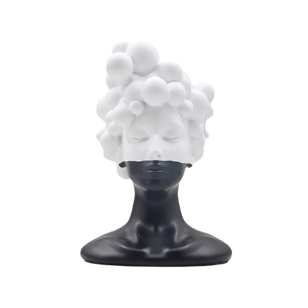 SOGA 49cm Bubble Head Resin Bust – Artistic Black White Accent
