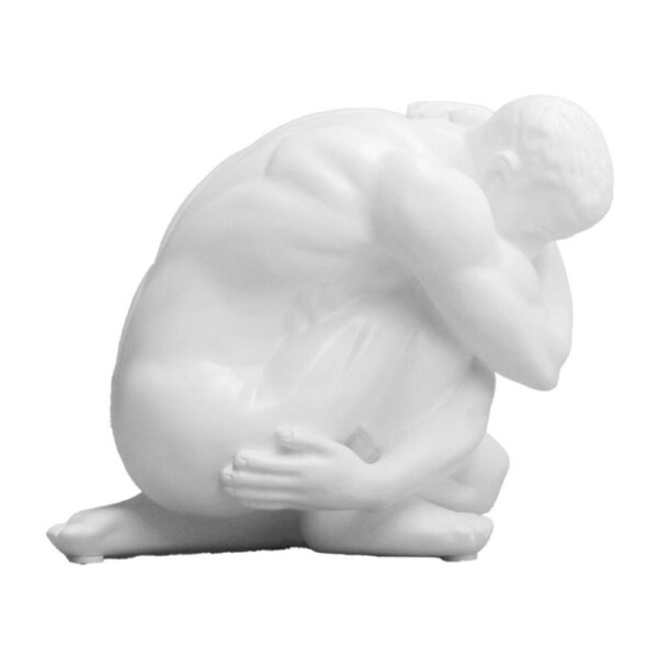 White Moose Body Sculpture Aydian Home Decor Resin Figurine 16x13x10cm White