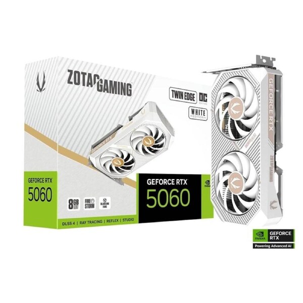[ZT-B50600Q-10M] ZOTAC GAMING GeForce RTX 5060 8GB Twin Edge OC White Edition Graphics Card