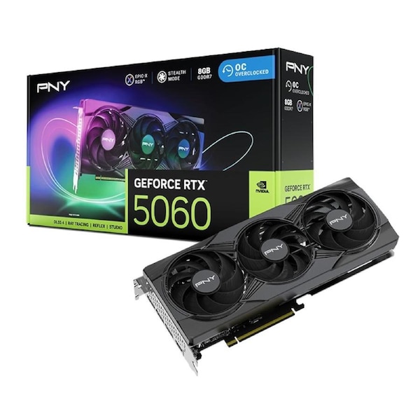 PNY GeForce RTX 5060 ARGB EPIC-X RGB Overclocked Triple Fan GPU Graphics Card [VCG50608TFXXPB1-O]