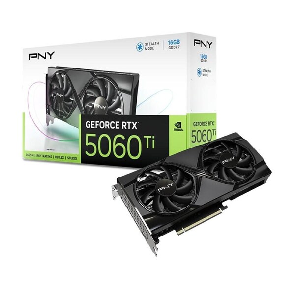 PNY GeForce RTX 5060 Ti 16GB Dual Fan Graphics Card [VCG5060T16DFXPB1]