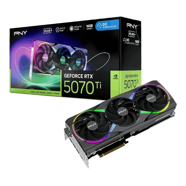 [VCG5071T16TFXXPB1-O] PNY GeForce RTX 5070 Ti EPIC-X RGB Overclocked Triple Fan Plus Graphics Card
