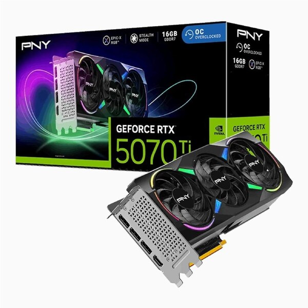 [VCG5070T16TFXXPB1-O] PNY GeForce RTX 5070 Ti ARGB EPIC-X RGB Overclocked Triple Fan Graphics Card