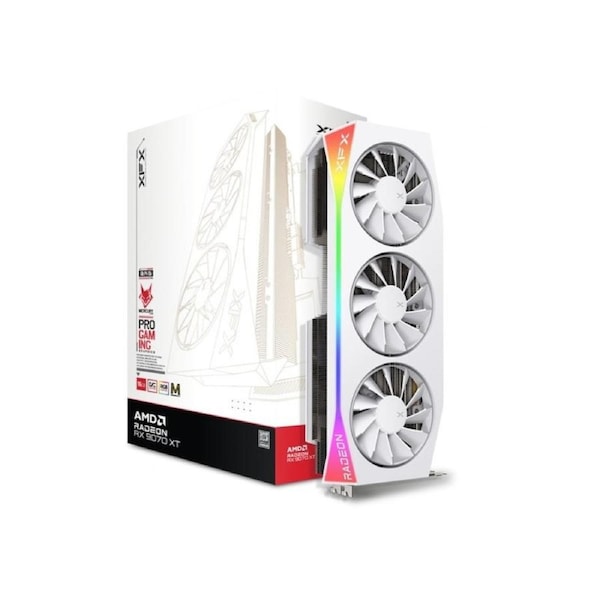 XFX Mercury AMD Radeon RX 9070XT OC White Magnetic Air Edition with RGB Graphics Card [RX-97TMARGW9]