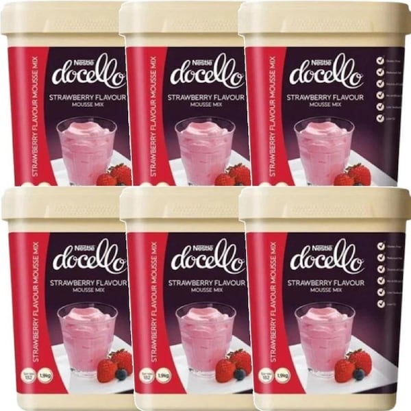 Nestle Docello Mousse Mix Strawberry Flavour 1.9kg Tub 6 Pack Bulk